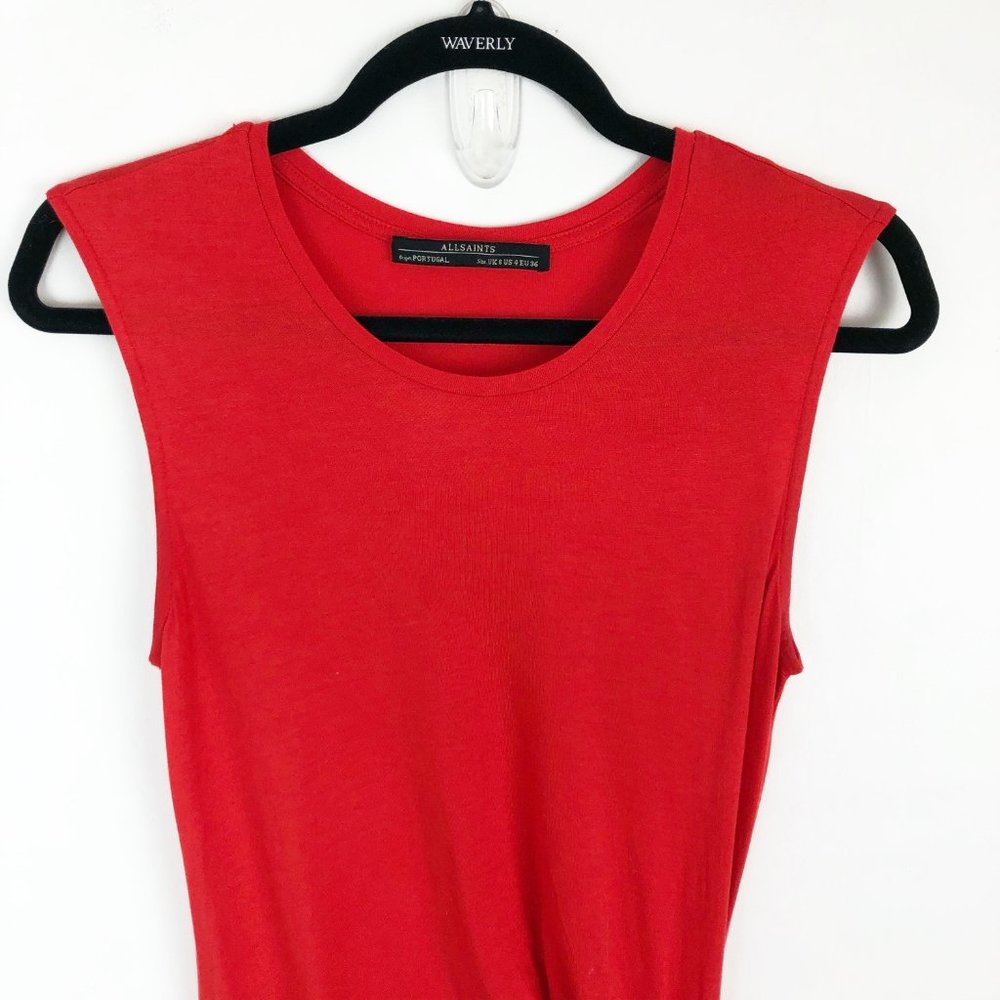 ALL SAINTS 4 red Marilla drop waist midi dress - Picture 5 of 8